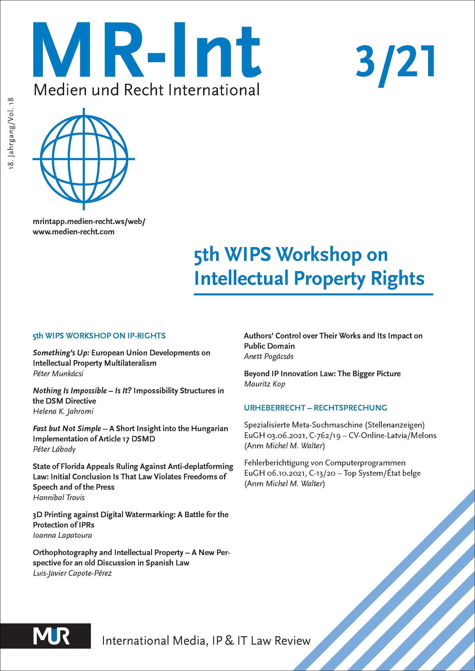 Cover MR-Int 3/21 Cover MR-Int 3/21